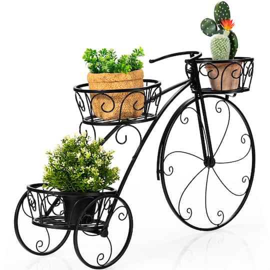 Costway Tricycle Plant Stand Flowerpot Cart Holder Parisian Style Displaying